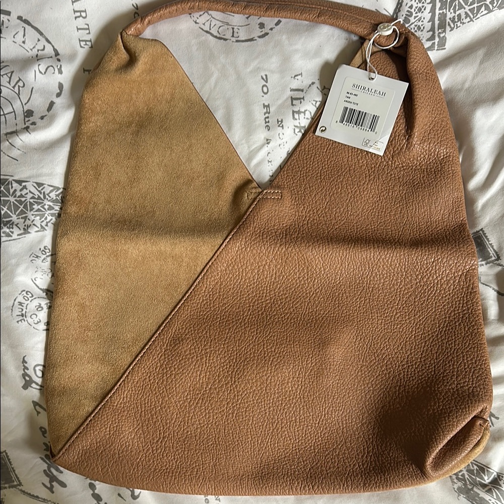 Brown Textured Hobo Bag with Asymmetrical Detail